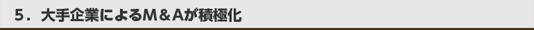 5.大手企業によるＭ＆Ａが積極化